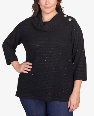 Ruby Rd. Plus Soft Sequin Cowl Neck Top