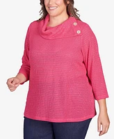 Ruby Rd. Plus Size Soft Sequin Cowl Neck Top