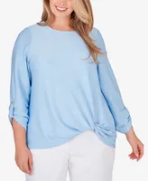 Ruby Rd. Plus Scoop Neck Textured Knit Top with Side Detail