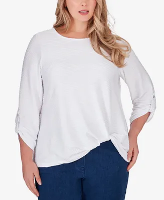 Ruby Rd. Plus Scoop Neck Textured Knit Top with Side Detail