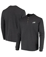 Men's Dunbrooke Charcoal Philadelphia Eagles Logo Maverick Thermal Henley Long Sleeve T-shirt