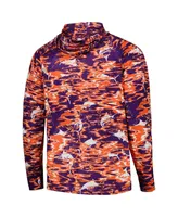 Men's Columbia Purple Clemson Tigers Pfg Terminal Tackle Omni-Shade Rippled Long Sleeve Hooded T-shirt