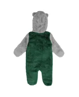 Newborn and Infant Boys Girls Green Minnesota Wild Game Nap Teddy Fleece Bunting Full-Zip Sleeper