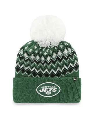 Women's '47 Brand Green New York Jets Elsa Cuffed Knit Hat with Pom