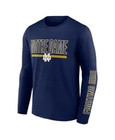 Men's Profile Navy Notre Dame Fighting Irish Big and Tall Two-Hit Graphic Long Sleeve T-shirt