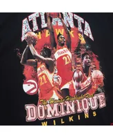 Men's Mitchell & Ness Dominique Wilkins Black Atlanta Hawks Hardwood Classics Bling Concert Player T-shirt