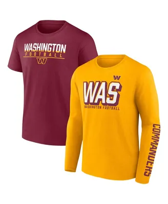 Men's Fanatics Gold, Burgundy Washington Commanders Two-Pack T-shirt Combo Set