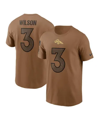 Men's Nike Russell Wilson Brown Distressed Denver Broncos 2023 Salute To Service Name and Number T-shirt