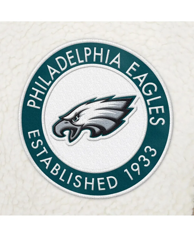 Men's Tommy Hilfiger Cream Philadelphia Eagles Jordan Sherpa Quarter-Zip Sweatshirt