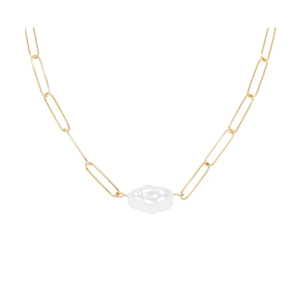 316L Snow Drop Gold-Tone Pearl Necklace