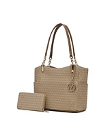 Mkf Collection Savannah M Logo Printed material Tote and Wristlet Wallet by Mia K