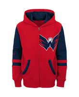 Big Boys Red Washington Capitals Face Off Color Block Full-Zip Hoodie