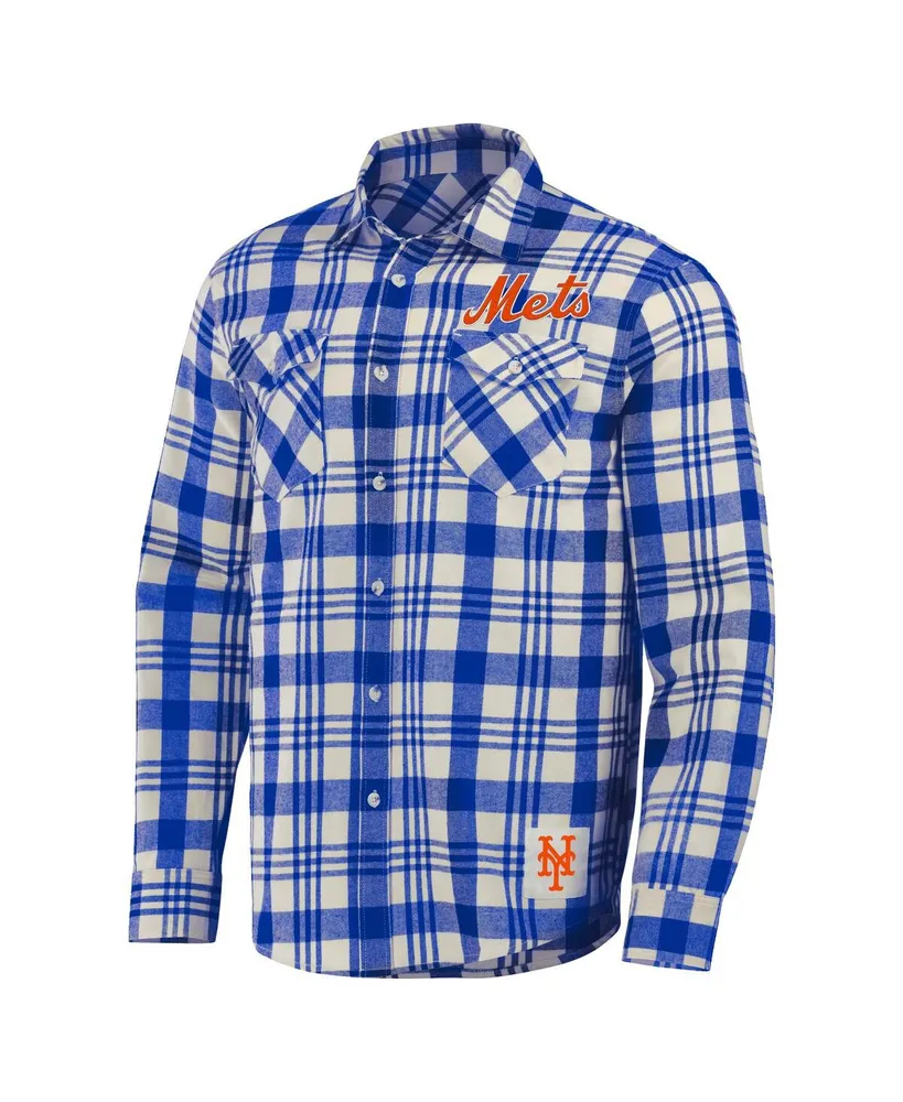 Men's Darius Rucker Collection by Fanatics Royal New York Mets Plaid Flannel Button-Up Shirt