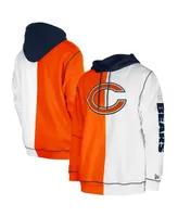 Men's New Era Orange, White Chicago Bears Third Down Split Raglan Pullover Hoodie