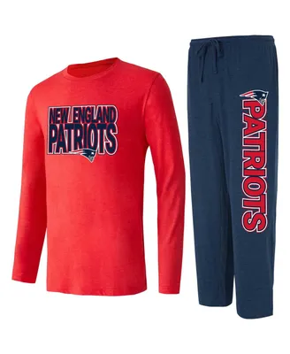 Men's Concepts Sport Navy, Red New England Patriots Meter Long Sleeve T-shirt and Pants Sleep Set