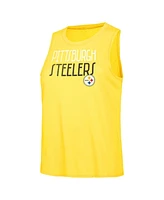 Women's Concepts Sport Black, Gold Distressed Pittsburgh Steelers Muscle Tank Top and Pants Lounge Set