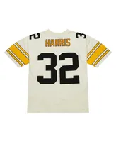 Men's Mitchell & Ness Franco Harris Cream Pittsburgh Steelers Chainstitch Legacy Jersey