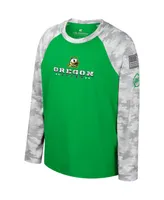 Big Boys Colosseum Green, Camo Oregon Ducks Oht Military-Inspired Appreciation Dark Star Raglan Long Sleeve T-shirt