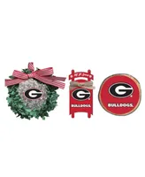 The Memory Company Georgia Bulldogs Three-Pack Wreath, Sled and Circle Ornament Set