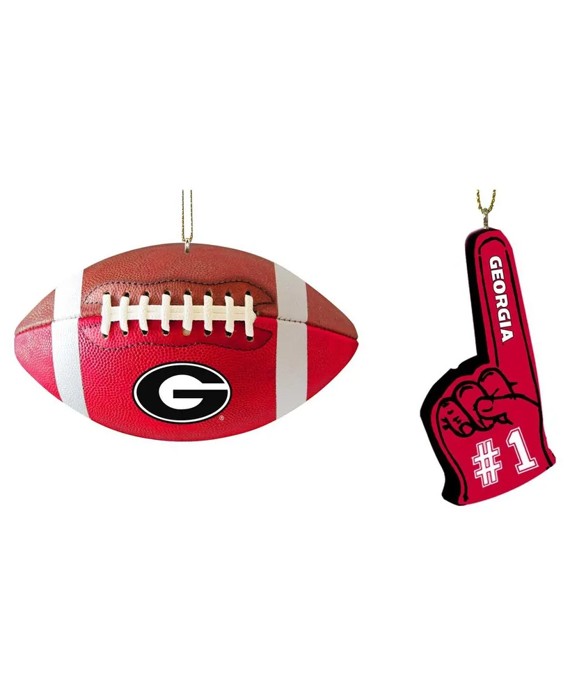 The Memory Company Georgia Bulldogs Football and Foam Finger Ornament Two-Pack