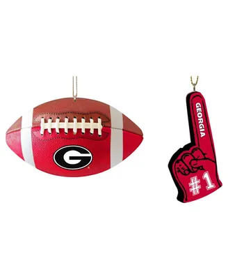 The Memory Company Georgia Bulldogs Football and Foam Finger Ornament Two-Pack