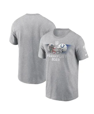 Men's Nike Heather Gray New England Patriots Vs. Indianapolis Colts 2023 Frankfurt Game Essential T-shirt