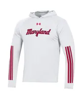 Men's Under Armour White Maryland Terrapins Throwback Tech Long Sleeve Hoodie T-shirt