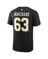 Men's Fanatics Brad Marchand Black Boston Bruins Authentic Stack Name and Number T-shirt