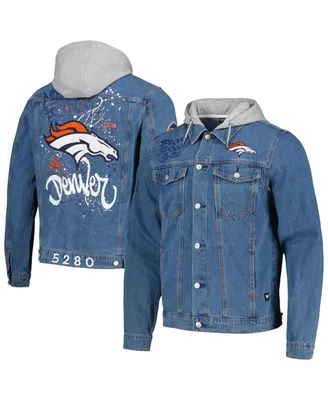 Men's The Wild Collective Denim Denver Broncos Hooded Full-Button Jacket
