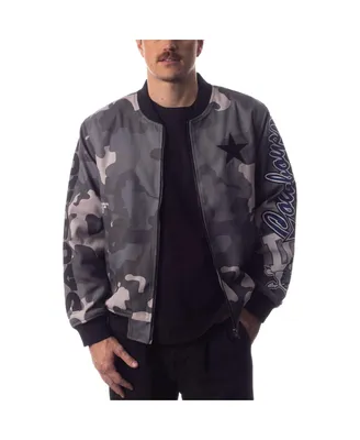 Men's and Women's The Wild Collective Gray Distressed Dallas Cowboys Camo Bomber Jacket