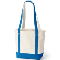 Lands' End Natural 5 Pocket Open Top Long Handle Canvas Tote Bag