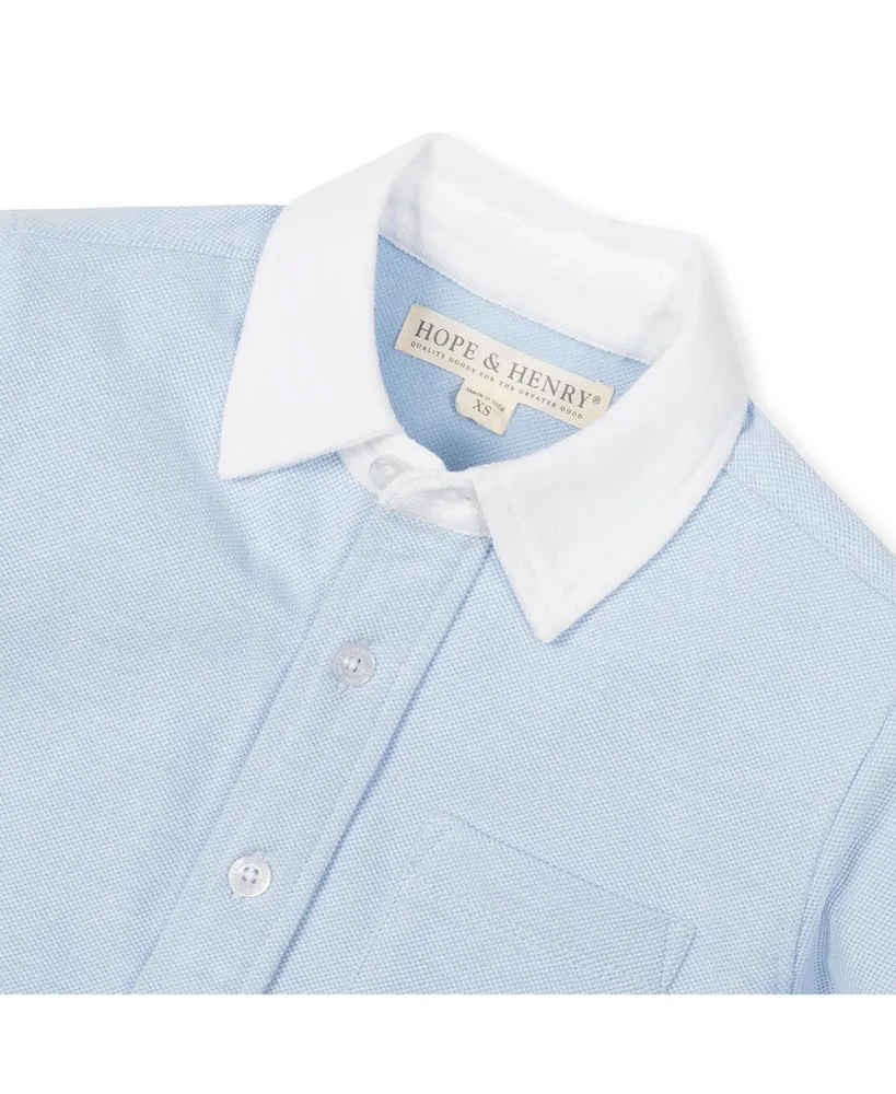 Hope & Henry Boys Organic Long Sleeve Pique Button-Down Shirt, Infant