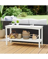 55" Outdoor Patio Hdpe Adirondack 2-Tier Shelf Console Table