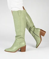 Journee Collection Women's Therese Wide Calf Block Heel Knee High Dress Boots