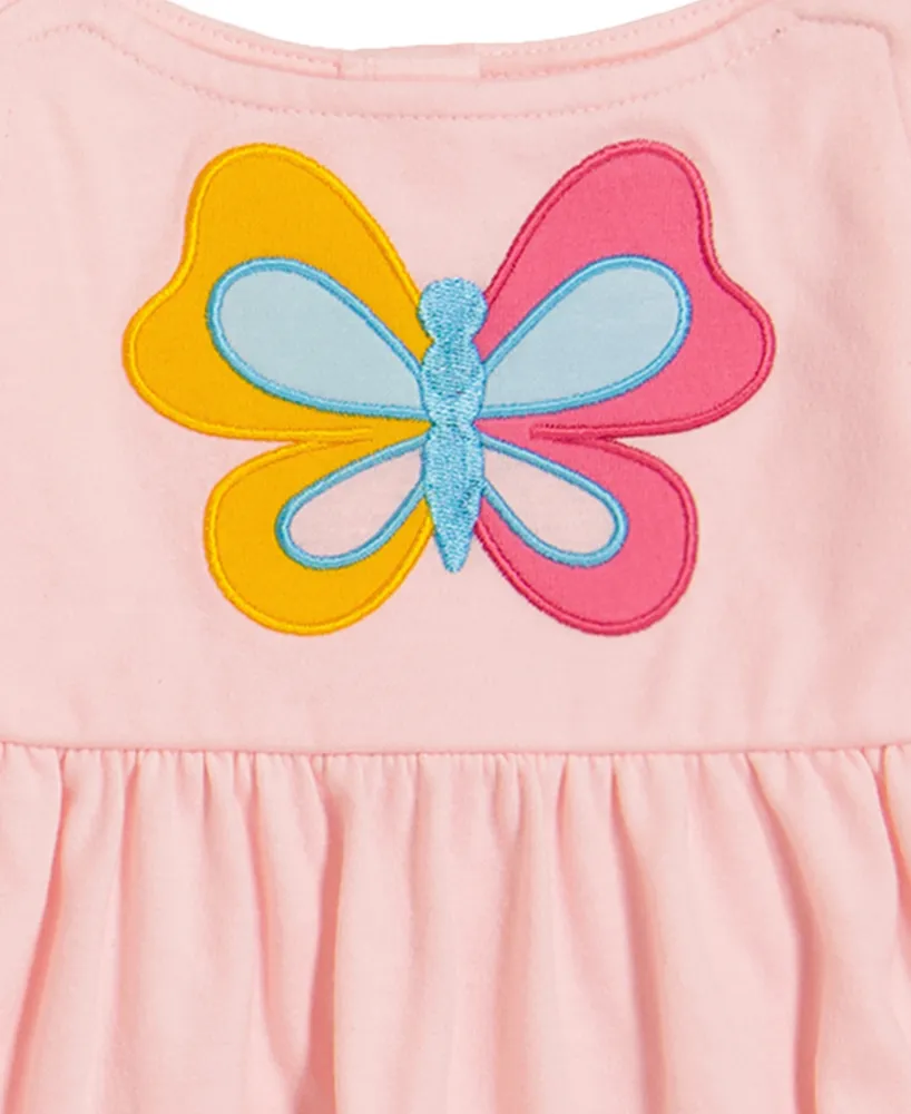 Kids Headquarters Little Girls Butterfly Babydoll Tunic Top and Print Capri Leggings, 2 Piece Set