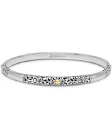 Devata Bali Filigree Bangle Bracelet Sterling Silver and 18K Gold, Fit Small to Medium Wrist