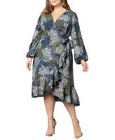 Kiyonna Plus Julia Long Sleeve Wrap Dress