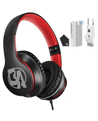 X6 Over-Ear Wired Headphones with Microphone Lightweight Foldable & Portable Headphones Black/Red