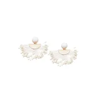 Sohi Women's White Tassel Drop Earrings
