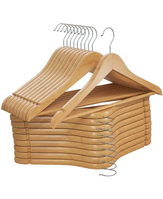 30 Pack Natural Wood Solid Wood Clothes Hangers, Coat Hanger, Wooden Hangers