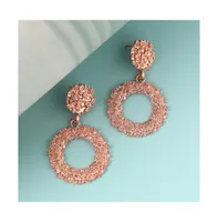 Sohi Women's Gold Textured Circular Drop Earrings