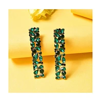 Sohi Women's Green Embellished Cluster Drop Earrings