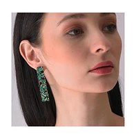 Sohi Women's Green Embellished Cluster Drop Earrings