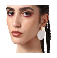 Sohi Women's White Circular Drop Earrings