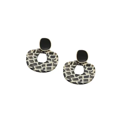 Sohi Women's Black Circular Hollow Drop Earrings