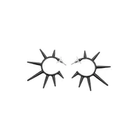 Sohi Women's Black Spike Hoop Earrings