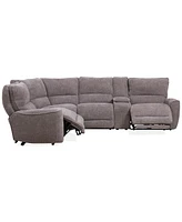 Closeout! Deklyn 129" 5-Pc. Zero Gravity Fabric Sectional with 2 Power Recliners & 1 Console, Created for Macy's
