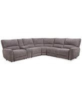 Closeout! Deklyn 129" 6-Pc. Zero Gravity Fabric Sectional with 2 Power Recliners & 1 Console, Created for Macy's