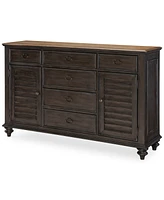 Mandeville 3pc Bedroom Set (Louvered California King Storage Bed + Louvered Dresser -Drawer Nightstand