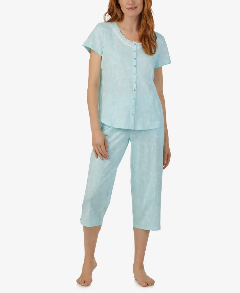 Ellen Tracy Paisley-Print Knit Tank Top and Capri Pajama Pants Set - Macy's